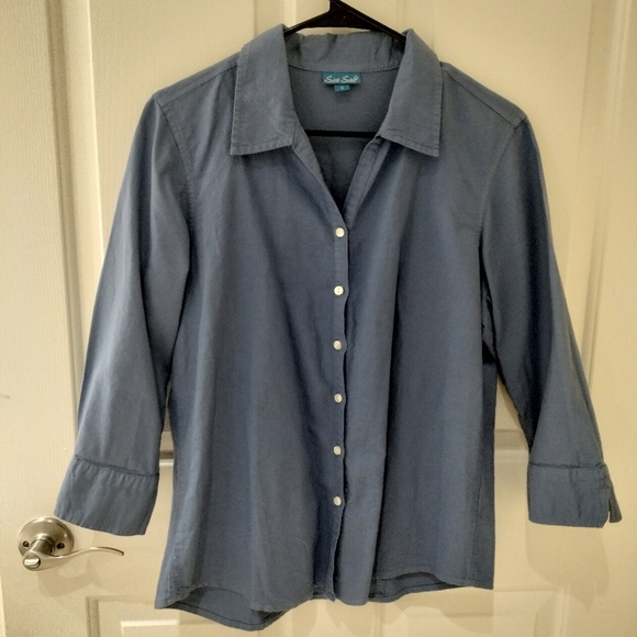 Vintage Sea Salt Brand 100% Cotton Western-style Blue Button-Up Shirt - Picture 2 of 5